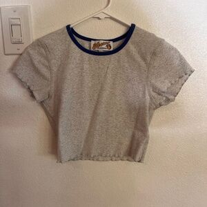 Nectar clothing, gray shirt with blue neck line
